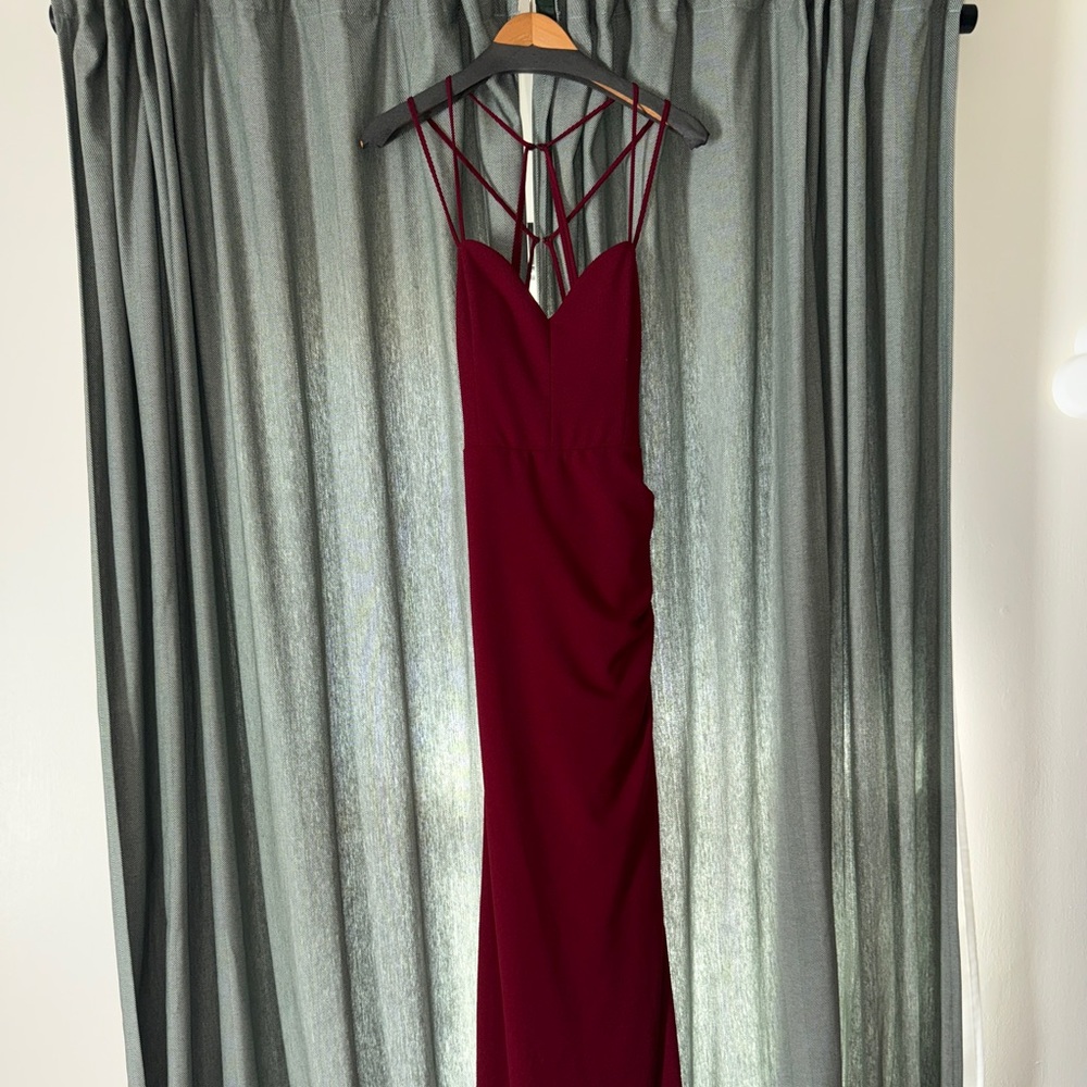 Windsor Strappy Low Back Burgundy Dress